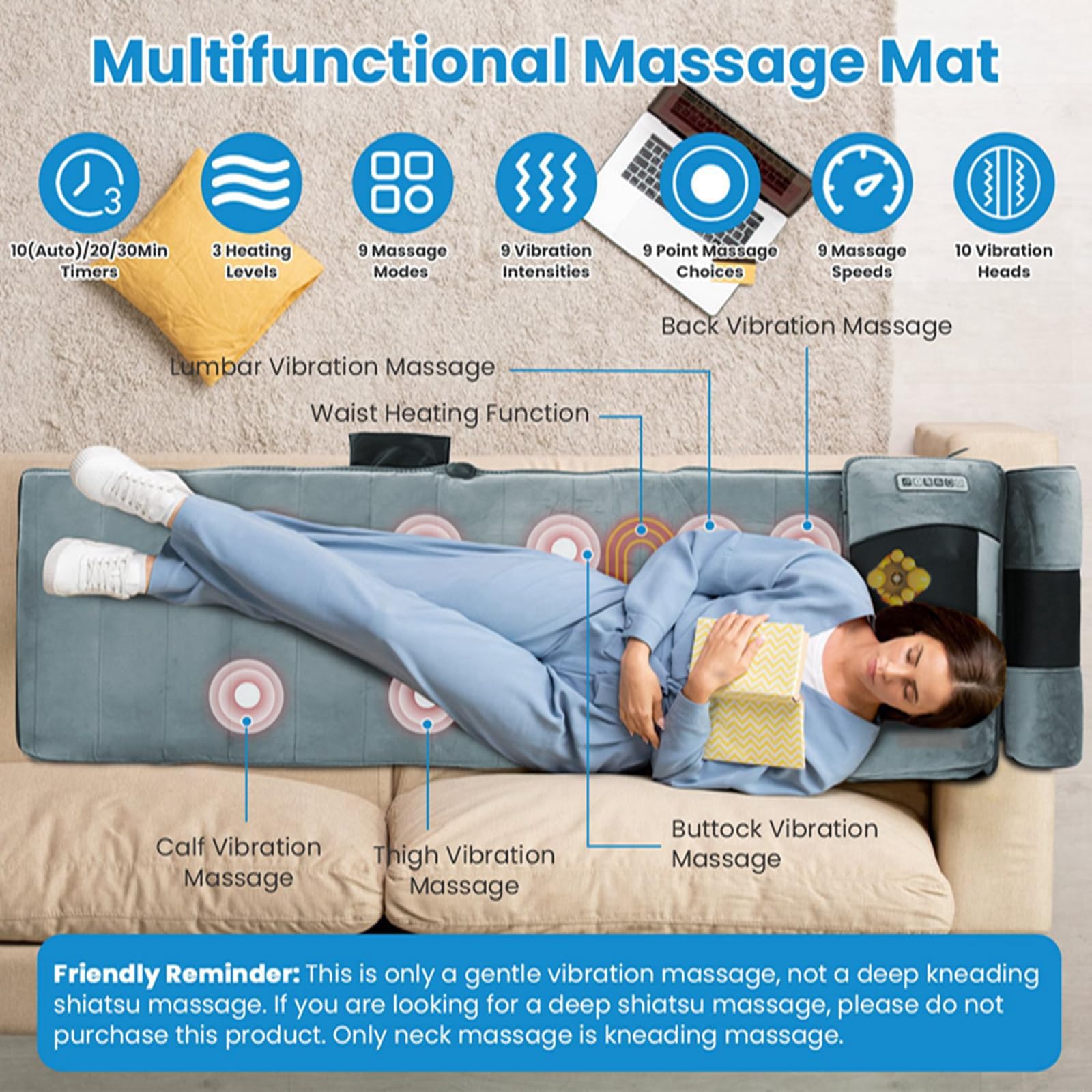 KOCASO neck massage feature with kneading nodes for neck comfort.