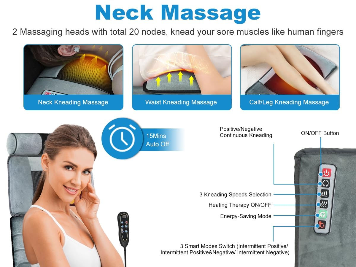 Kocaso heat levels provide gentle warmth during massage.