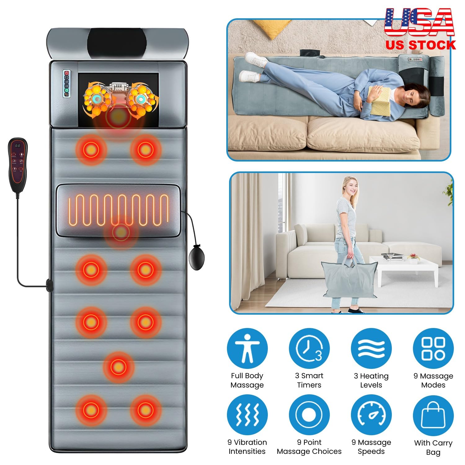 KOCASO lumbar heating zone for focused warmth during sessions.