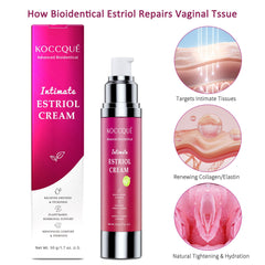 KOCCQUE Estriol Cream packaging hints at hot flash support
