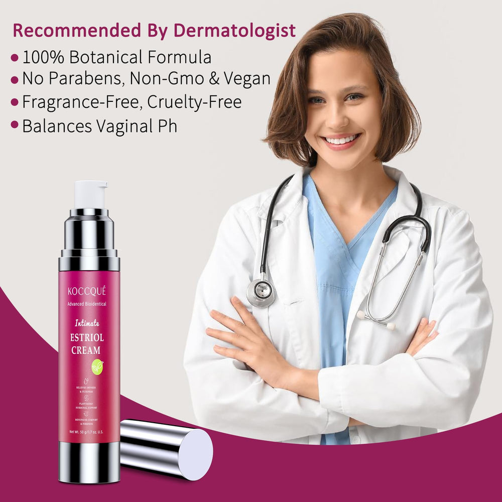 KOCCQUE Estriol Cream tube suggesting intimate comfort in use