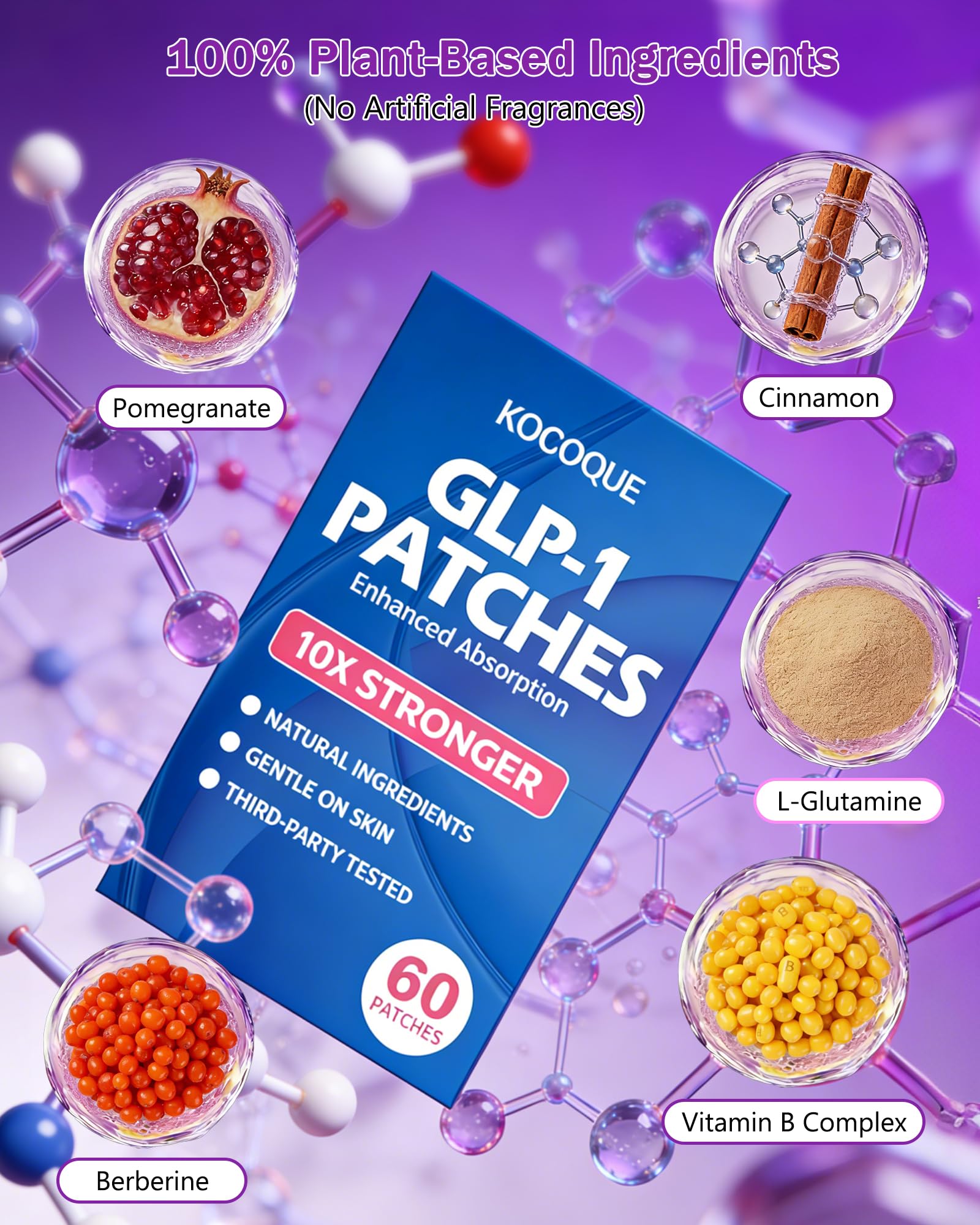 KOCCQUE GLP-1 patches applied to clean skin for comfort.