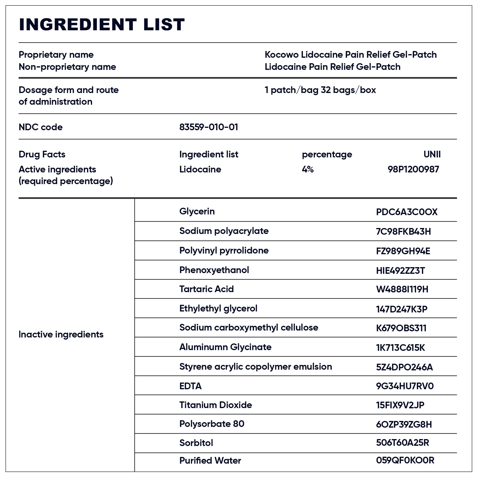 Kocowo lidocaine patch instruction pack with clear guidelines supports safe use.