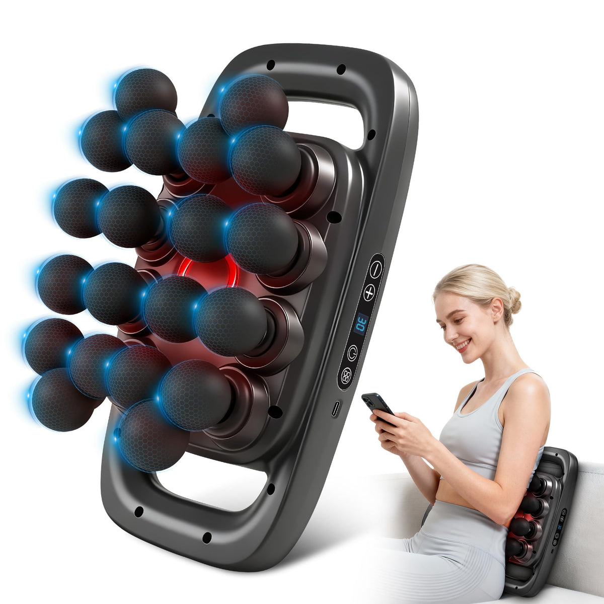 Kocuno 20-head massage gun with wide surface for full-body use.
