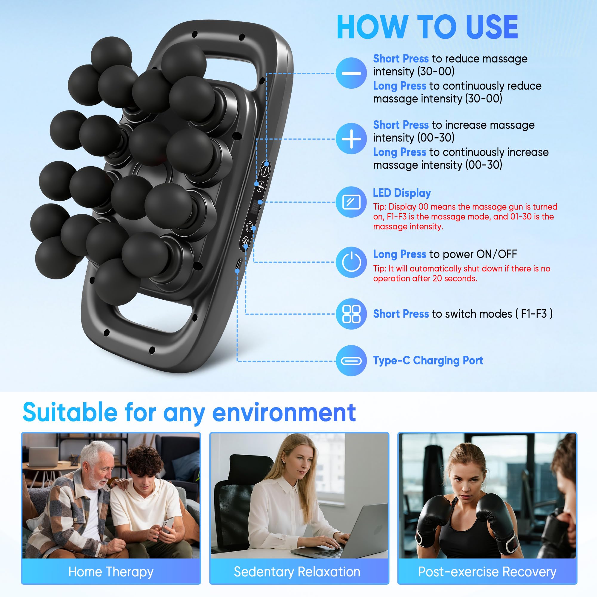 Kocuno compact massager is ideal for post-workout fatigue relief.