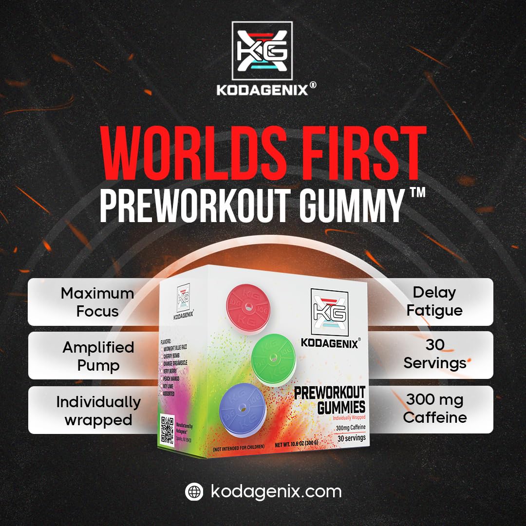 Kodagenix Pre Workout Gummies with Huperzine A support mental clarity during workouts.