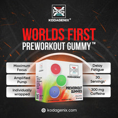 Kodagenix Pre Workout Gummies with Huperzine A support mental clarity during workouts.