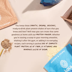 Koia chocolate protein powder close-up texture showing smooth powder.