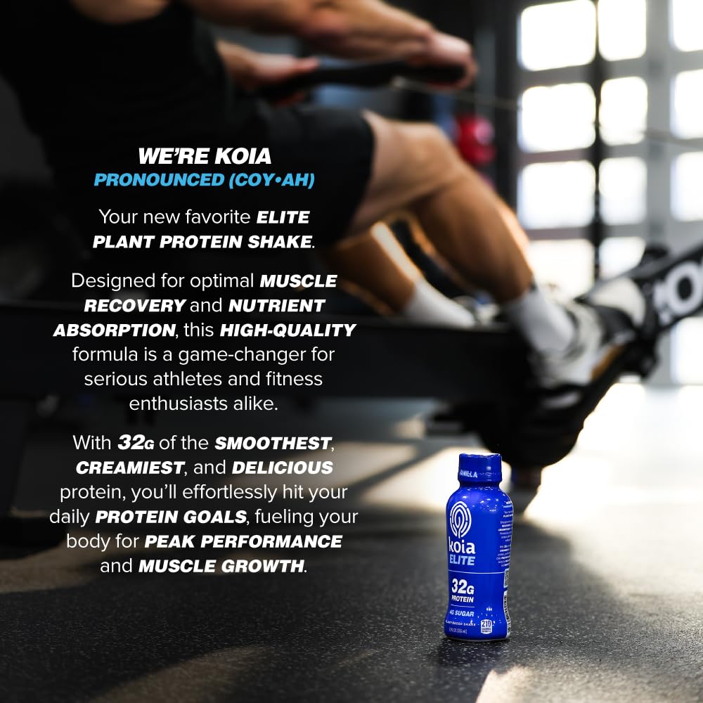 Koia Elite Vanilla branding close-up emphasizing vegan protein