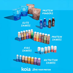 Koia gluten-free and dairy-free icons on packaging for dietary compatibility.