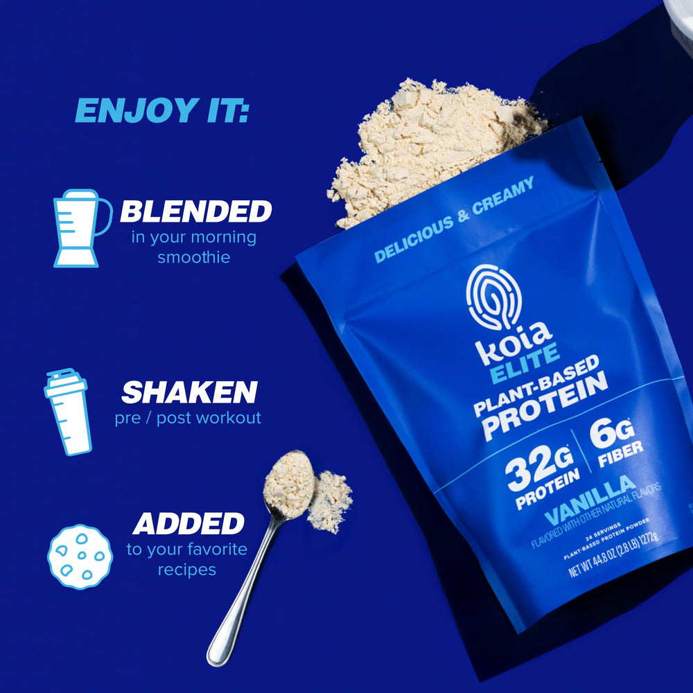 Etiqueta nutricional de Koia Elite con 21 vitaminas y minerales