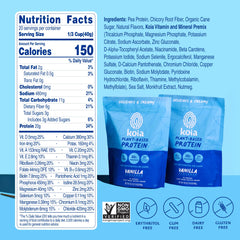 Koia vanilla protein powder scoop showing serving size for goals