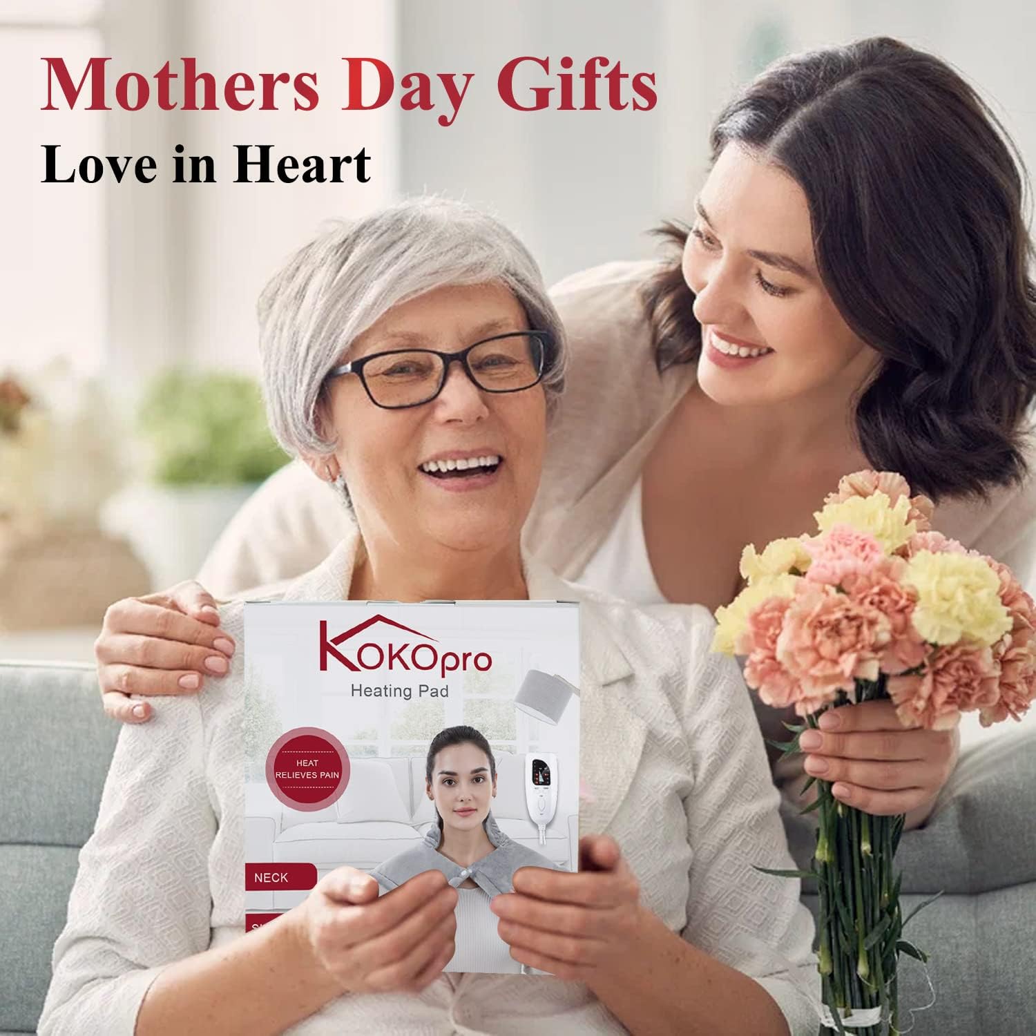 Kokopro heating pad with ergonomic design and safety features for safe use.