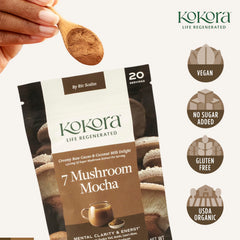 Kokora 7 Mushroom Mocha stirring cup showcases easy mixability.
