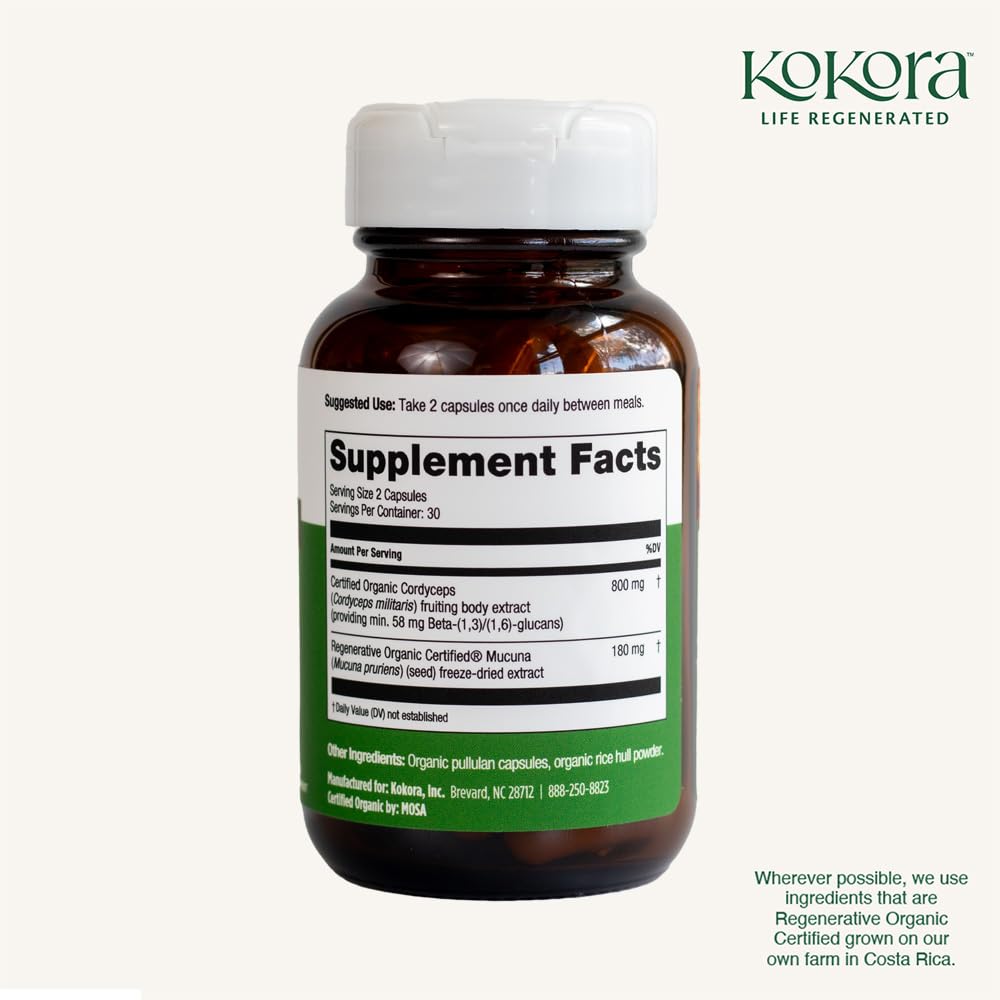 Kokora Cordyceps Energy dosing instruction card included.