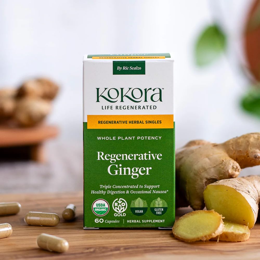 kokora Ginger capsules on hand, ready for on-the-go use.