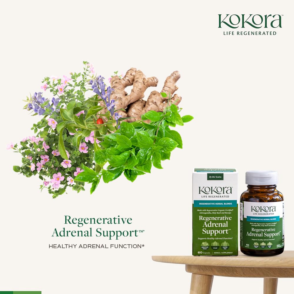Kokora Regenerative Adrenal Support ashwagandha-holy-basil extracts close-up supporting balanced vitality