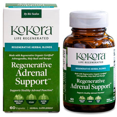 Kokora Regenerative Adrenal Support bottle front for steady energy throughout the day