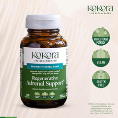 Kokora Regenerative Adrenal Support vegan gluten-free label close-up