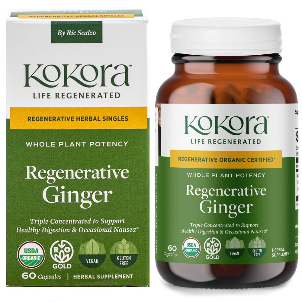 kokora Regenerative Ginger bottle on a clean surface, signaling convenient digestive support.