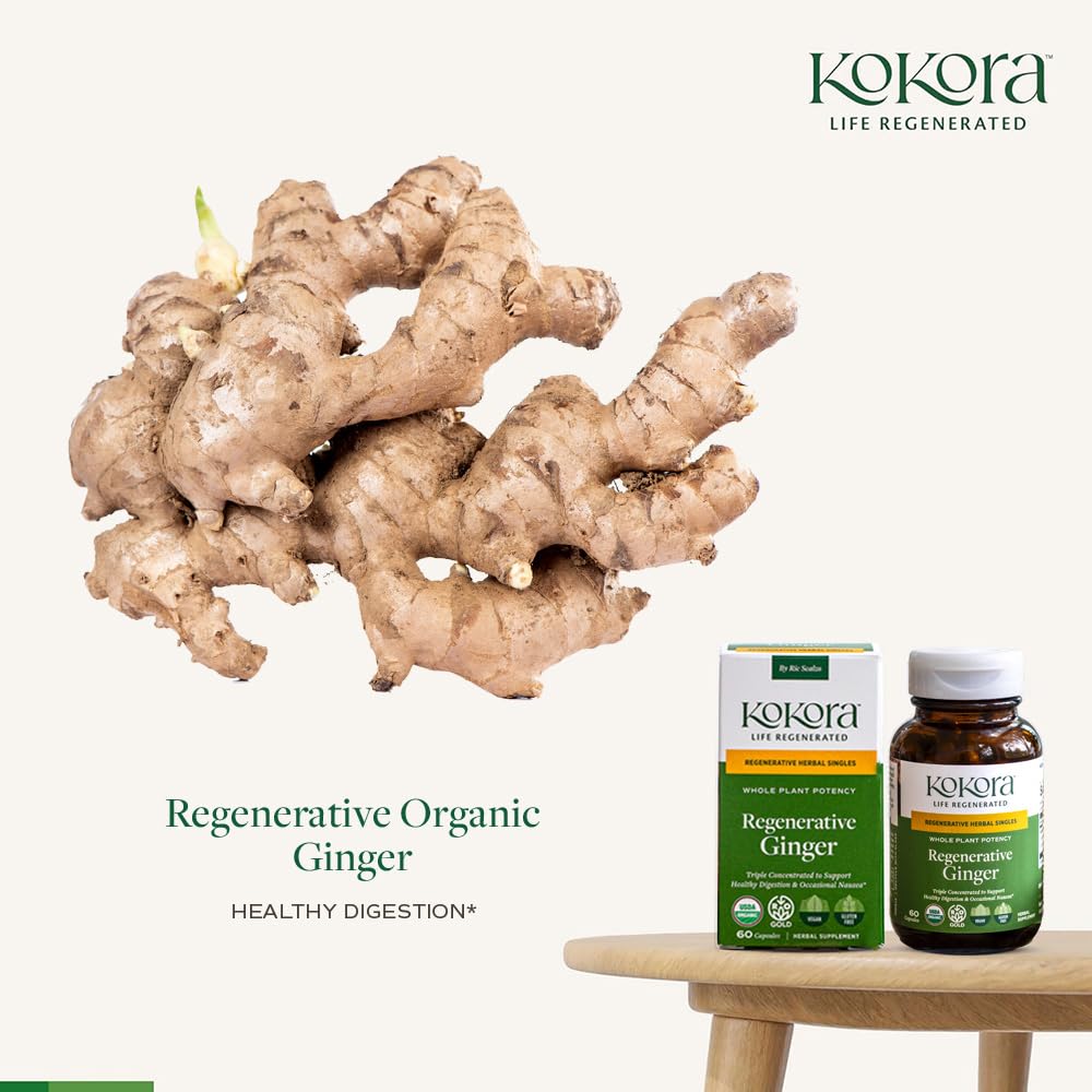 kokora Regenerative Ginger powder and extract show triple-concentrated formulation.