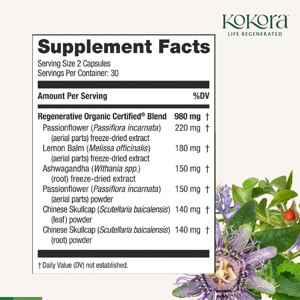 Kokora Regenerative Sleep label emphasizes vegan and gluten-free formula