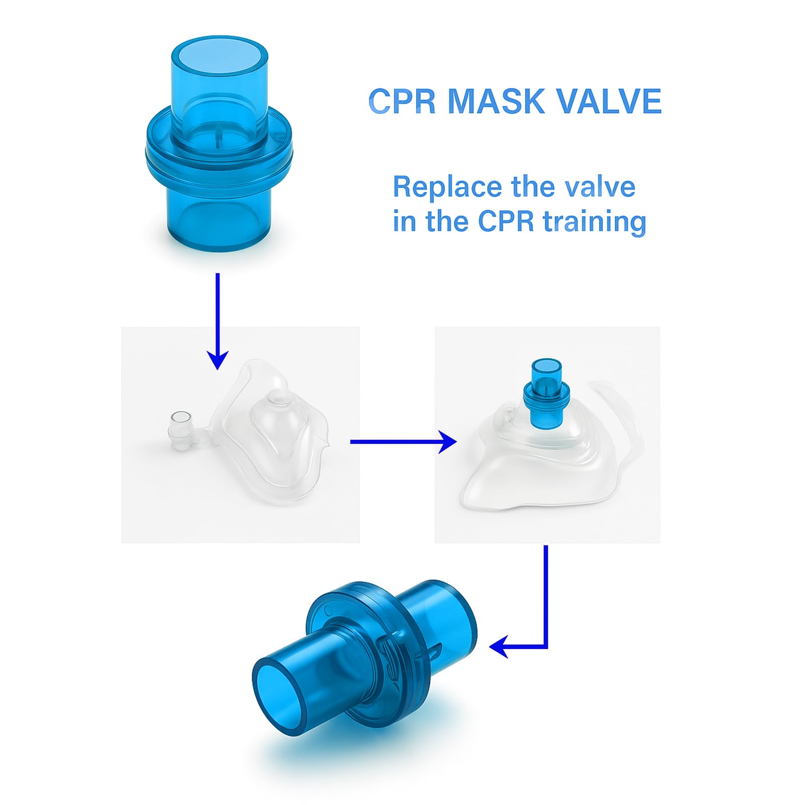KoKoWill CPR training valves designed for use with training masks.
