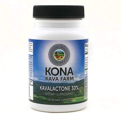 Kona Kava Farm 30-percent kavalactone bottle front highlights premium noble kava.