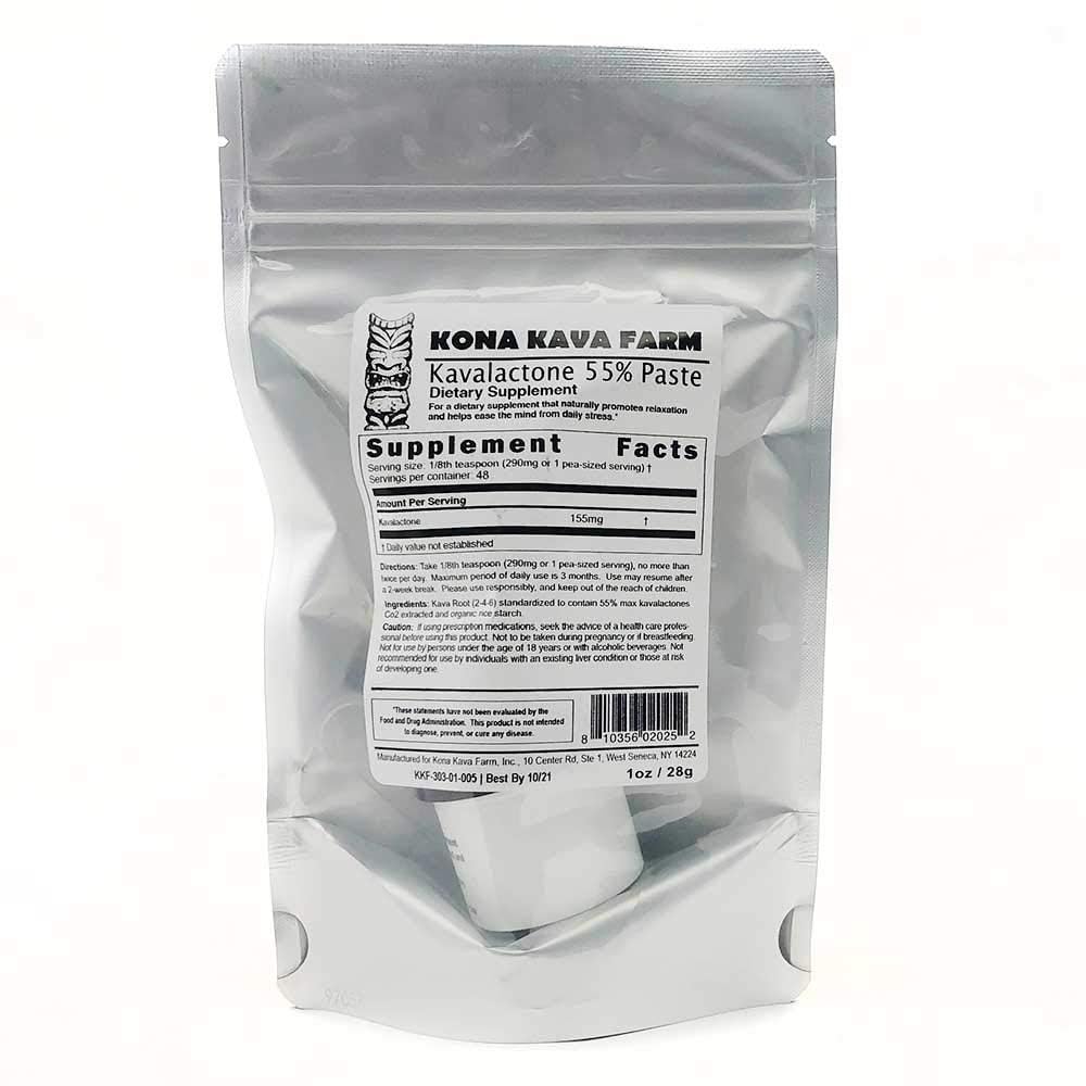 Resealable packaging preserves freshness between uses for Kona Kava Farm paste