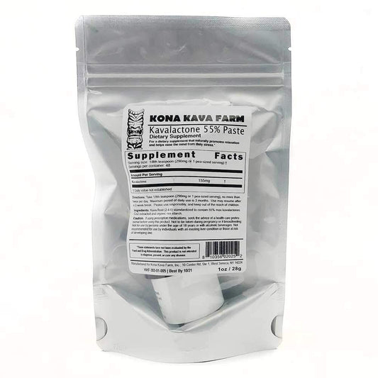 Resealable packaging preserves freshness between uses for Kona Kava Farm paste