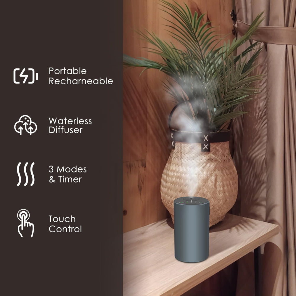 KONCHILE battery-powered diffuser for cordless use anywhere.