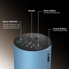 KONCHILE waterless diffuser blue top view, portable and space-saving