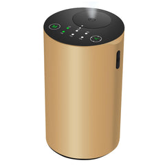 KONCHILE waterless diffuser front view showing a sleek gold finish for home use