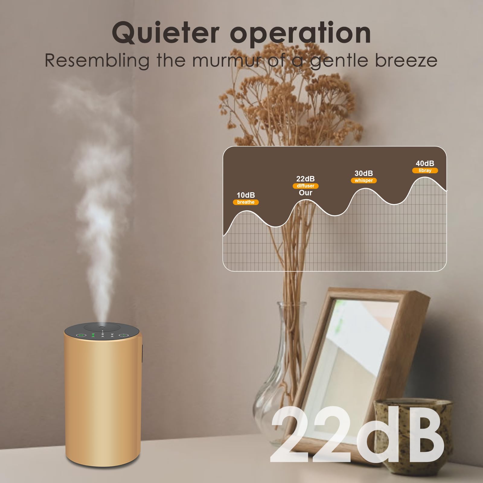 KONCHILE waterless diffuser with oil bottle compatibility for easy refills