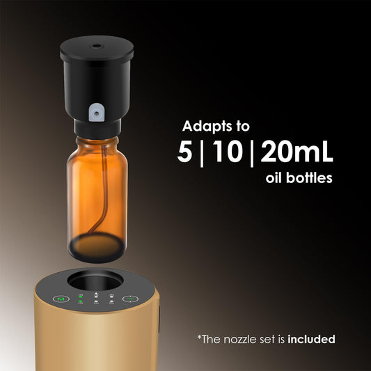 KONCHILE waterless diffuser top view highlights compact size for portable aromatherapy
