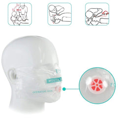 KONMED CPR face shield in hand demonstrates portable protection