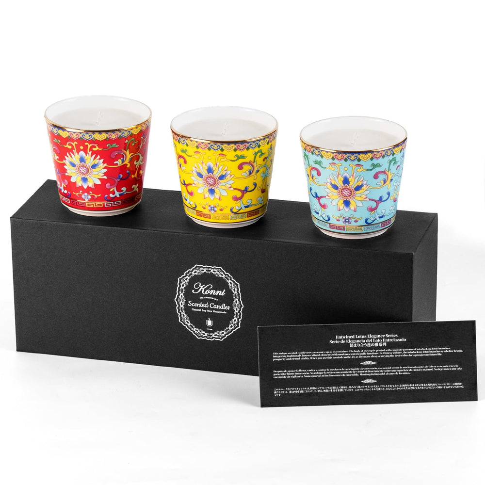 KONNI 3-pack candle set adding ambient decor to a living room