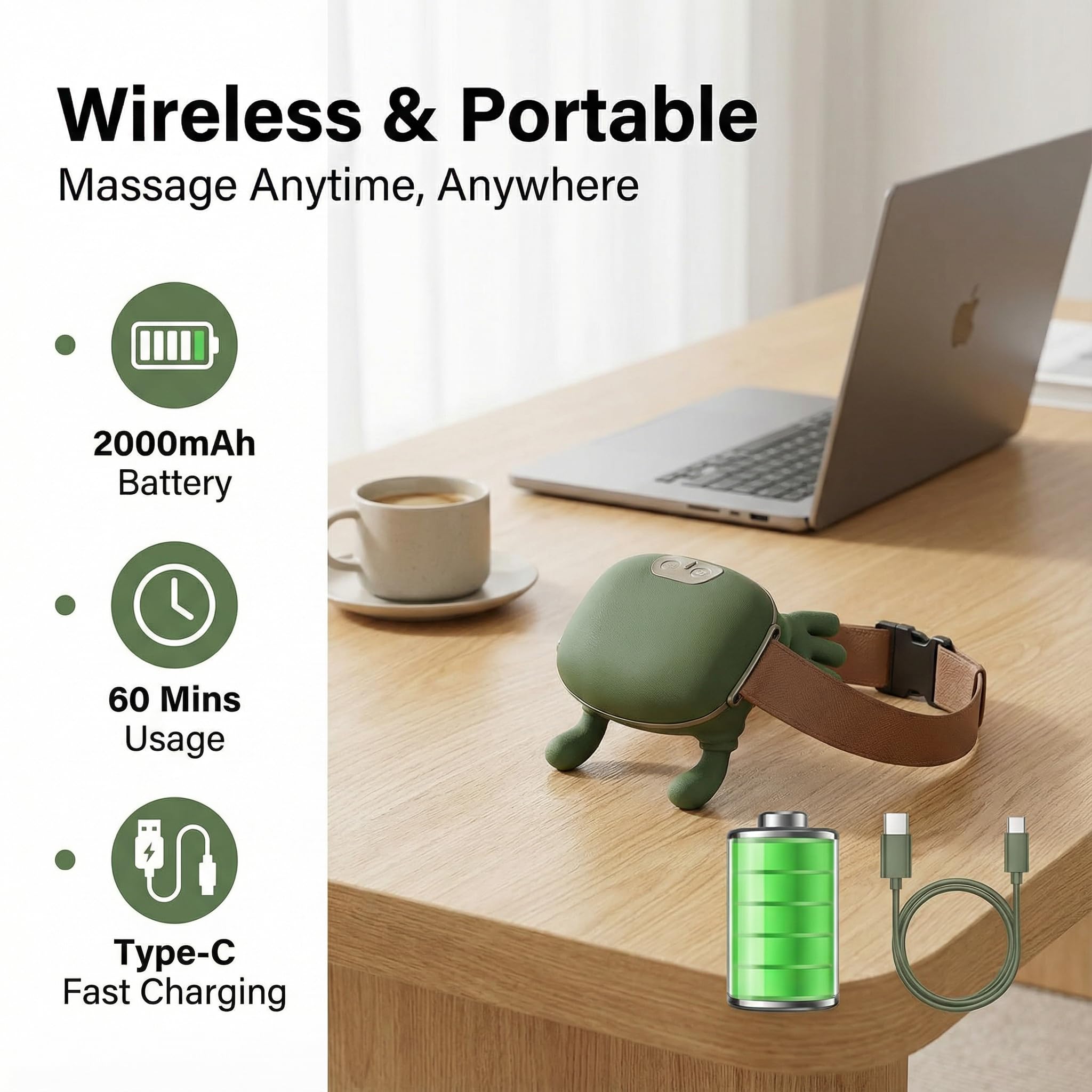 Konstreet 2000mAh battery inside illustration for longer use.