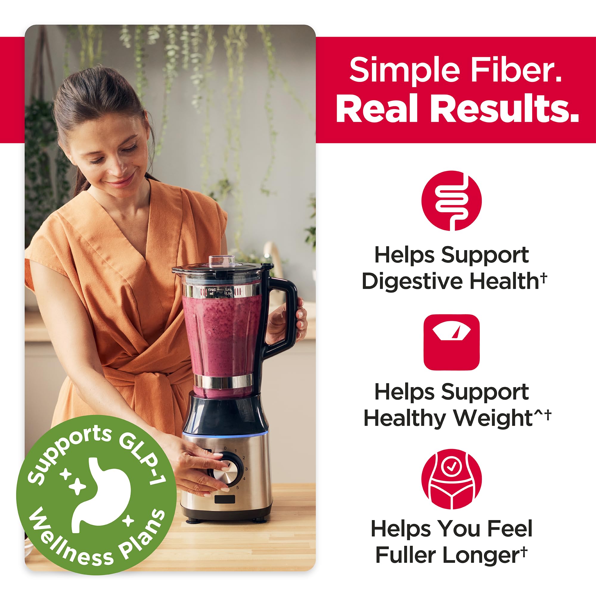 Konsyl Daily Psyllium powder mixed into a smoothie for fiber boost