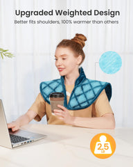 Koonie weighted heating pad back wrap shows even micro-glass bead fill.