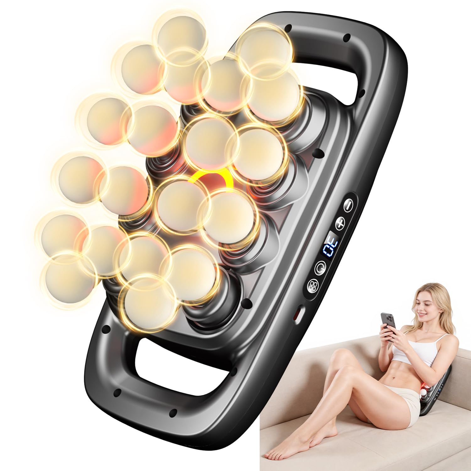 KOOTLEE 20-heads massage gun front view showing its compact, portable design.