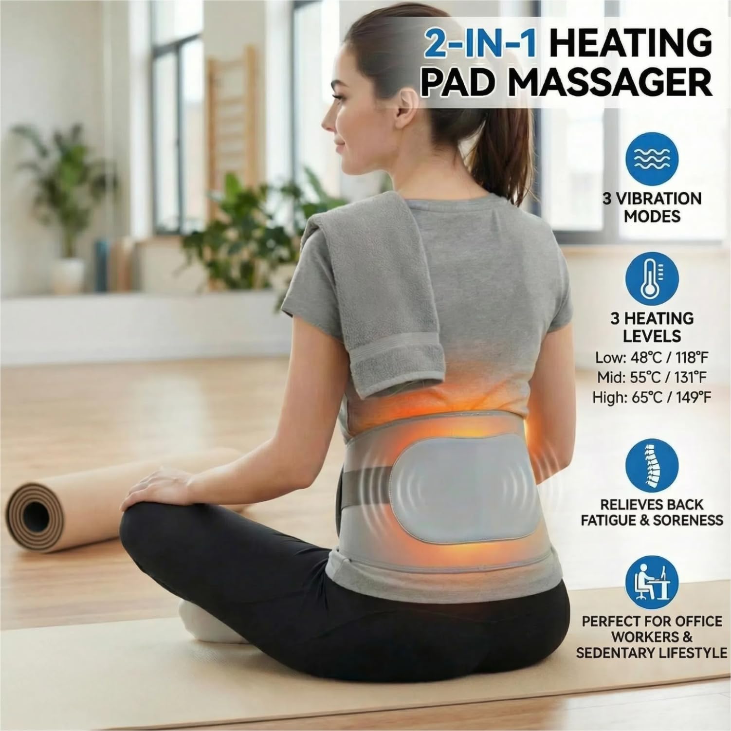 KOOTLEE heating pad with battery pack enables cordless use anywhere