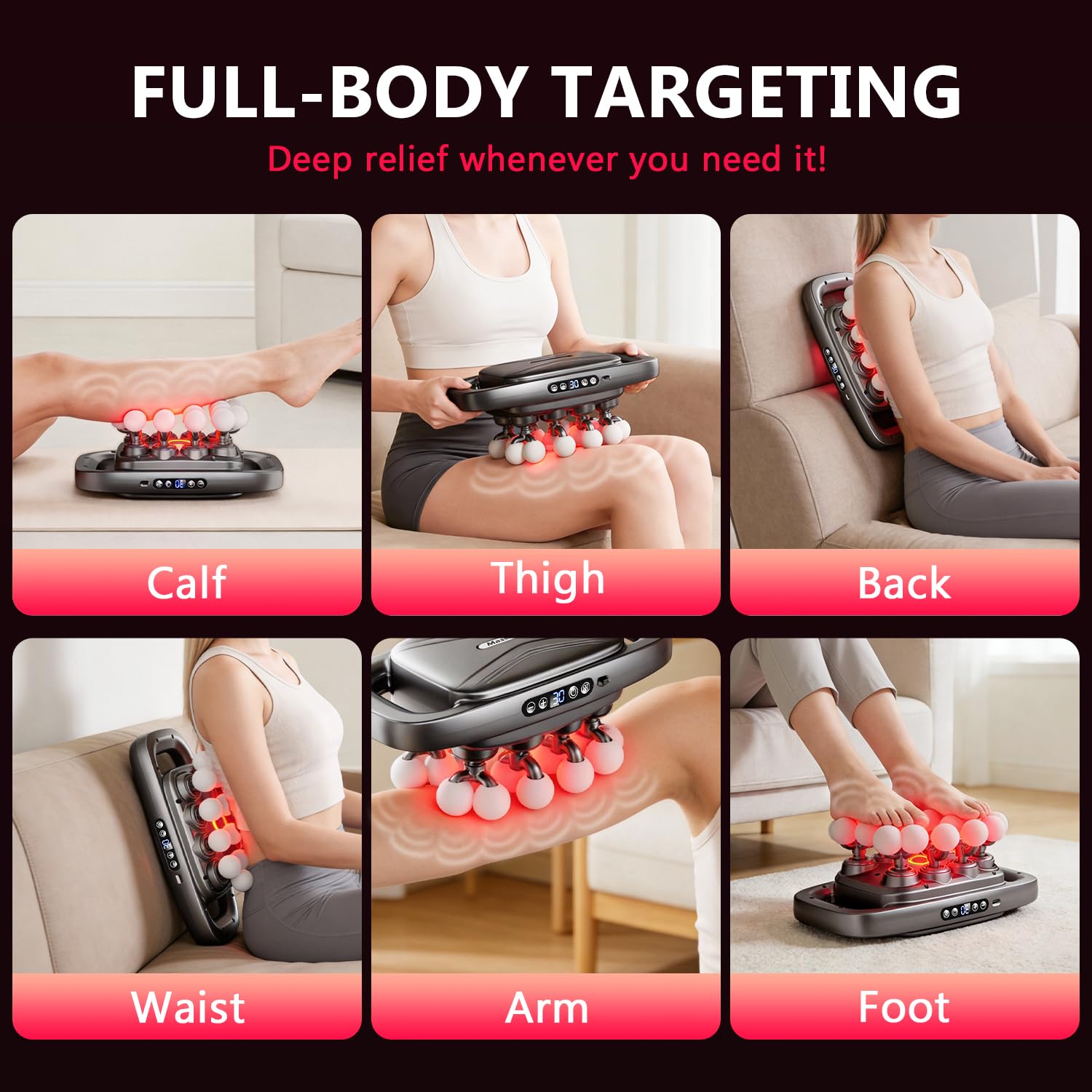 KOOTLEE ergonomic anti-slip handle supports steady, comfortable massages.