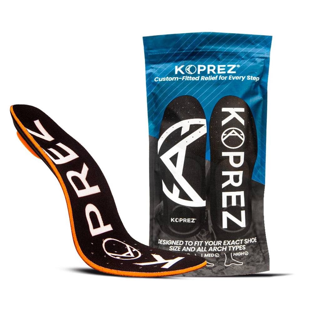 Koprez custom orthotic insoles with precise arch support for daily comfort.