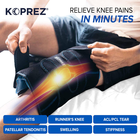 Koprez Knee CryoPump showing adjustable pump for customizable compression.