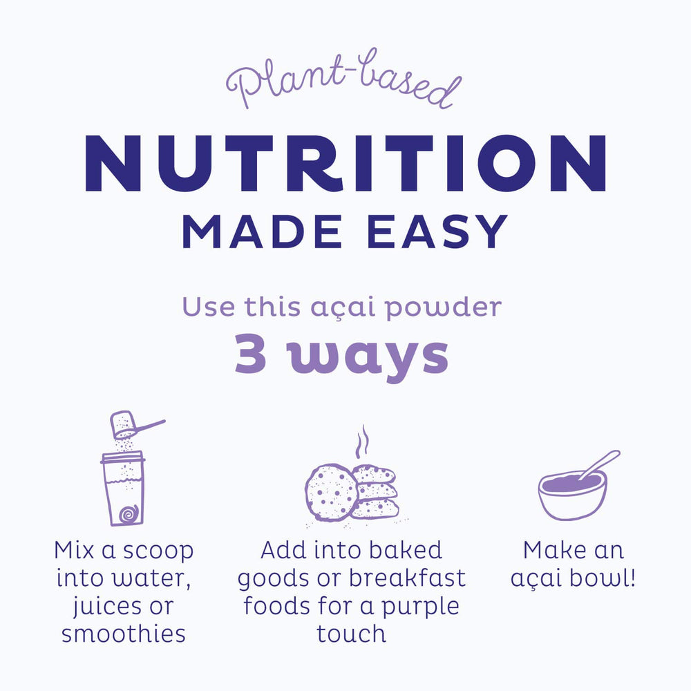 KOS Organic Acai Juice Powder mixed into breakfast yogurt for quick prep