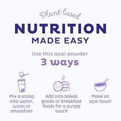 KOS Organic Acai Juice Powder mixed into breakfast yogurt for quick prep