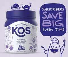 KOS Organic Acai Juice Powder in a smoothie bowl with vibrant color