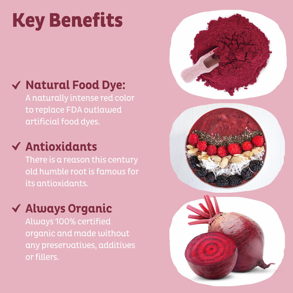 KOS Organic Beet Root Powder enhances oatmeal with a playful pink hue.