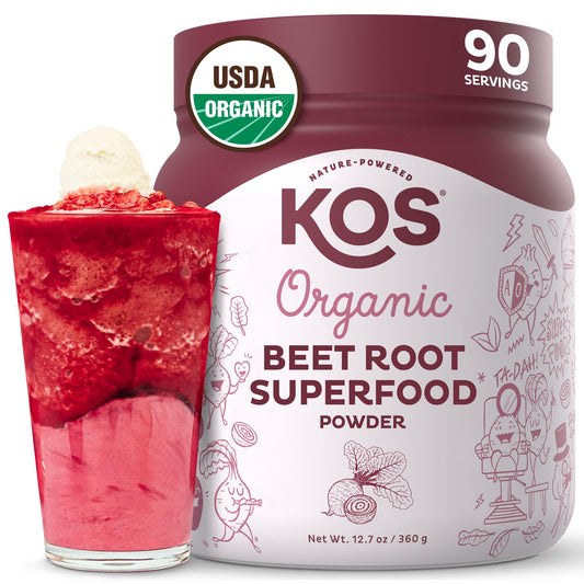 KOS Organic Beet Root Powder adds vibrant pink color to smoothies.